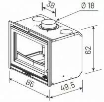 Insert MODANE 85-V turbo porte vitr&eacute;e 12 kW peint anthracite  - GODIN R&eacute;f. 660215