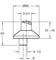 Jeu de raccords muraux excentrés mâles avec silencieux (G1/2 - G3/4) Chrome - JACOB DELAFON Réf. E75416-CP