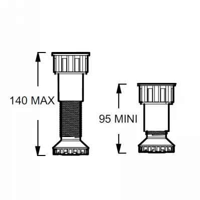 Kit de 6 pieds r�glables pour r�duire la hauteur de 4cm