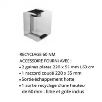 KIT DE RECYCLAGE PLINTHE DE 60 POUR HOTTES DE PLAQUE 83 cm - ROBLIN Réf. 6841863