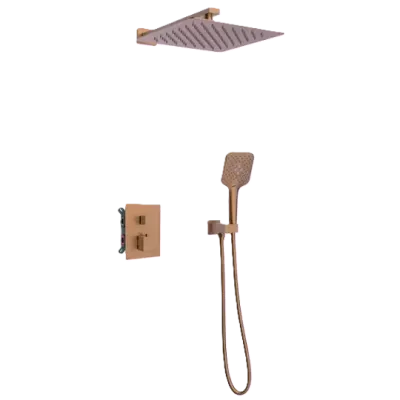 Kit douche encastr� thermostatique carr� Cuivr� bross� - O\'DESIGN R�f. KIT802HC-CB