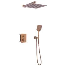 Kit douche encastré thermostatique carré Cuivré brossé - O\'DESIGN Réf. KIT802HC-CB