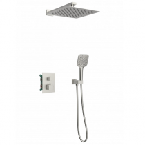 Kit douche encastré thermostatique carré Nickel brossé - O\'DESIGN Réf. KIT802HC-NB