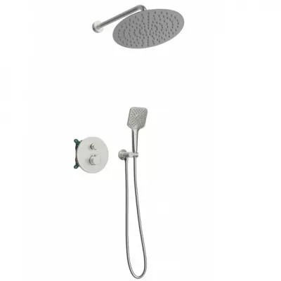 Kit douche encastr� thermostatique rond Nickel bross� - O\'DESIGN R�f. KIT802HR-NB