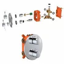 Kit douche encastré thermostatique rond Nickel brossé - O\'DESIGN Réf. KIT802HR-NB