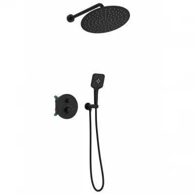 Kit douche encastr� thermostatique rond Noir mat - O\'DESIGN R�f. KIT802HR-NM
