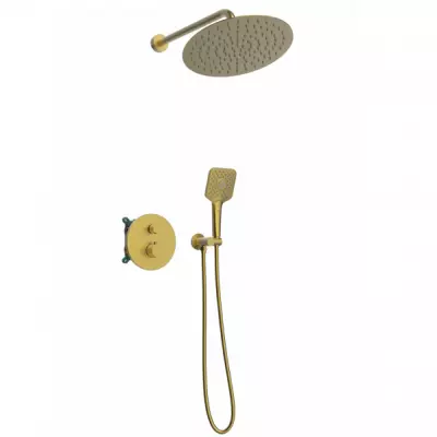 Kit douche encastr� thermostatique rond Or bross� - O\'DESIGN R�f. KIT802HR-OB