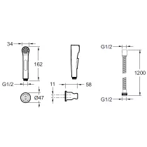Kit douchette hygi&eacute;nique eau froide Chrome - Jacob Delafon R&eacute;f. E72279-CP