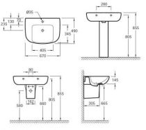 Lavabo autoportant Odeon Up L 67 Percé 1 trou Blanc - Jacob Delafon Réf. E4754C-00