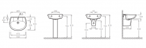 Lavabo Brive 54cm percé 1 trou Blanc - JACOB DELAFON Réf. E1282F-00