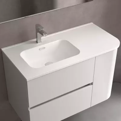 Lavabo CONSTANZA 90cm pour coquette arrondie � droite Blanc mat - SALGAR R�f. 113794