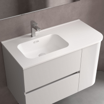 Lavabo CONSTANZA 90cm pour coquette arrondie à droite Blanc mat - SALGAR Réf. 113794