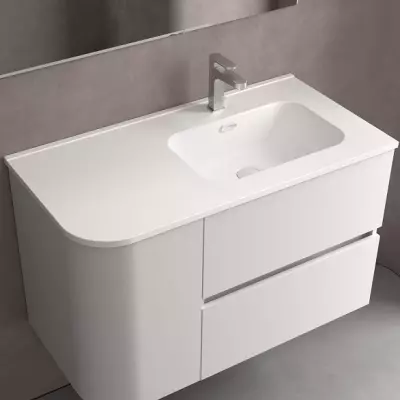 Lavabo CONSTANZA 90cm pour coquette arrondie � gauche Blanc mat - SALGAR R�f. 113793