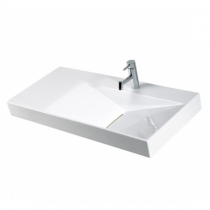 Lavabo Flux 80x45cm Percé 1 trou Blanc - SANINDUSA Réf. 109760