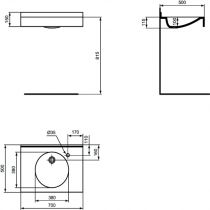 Lavabo-plan 70 x 50 cm - Porcher Réf. P094501