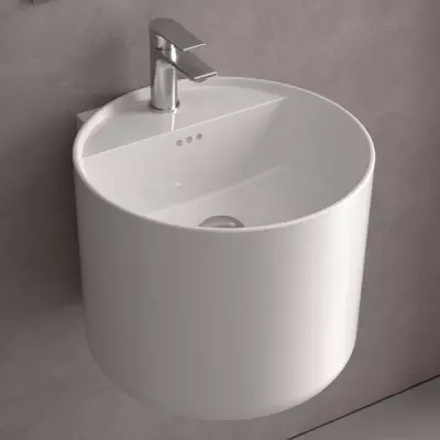 Lavabo suspendu MONOLITH ROUND �45x38cm Blanc brillant - SALGAR R�f. 114525
