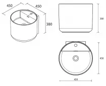 Lavabo suspendu MONOLITH ROUND Ø45x38cm Blanc brillant - SALGAR Réf. 114525
