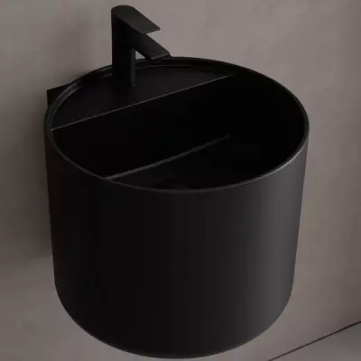 Lavabo suspendu MONOLITH ROUND �45x38cm Noir mat - SALGAR R�f. 114526