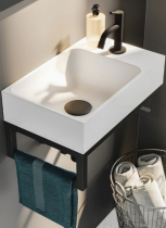 Lave-mains CAMDEM PACK 40cm Blanc Mat porte serviettes Noir - AQUARINE Réf. 824874