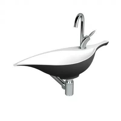 Lave-mains Colibri 67cm Solid Surface Blanc / laqu� noir perc� 1 trou - DECOTEC