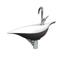 Lave-mains Colibri 67cm Solid Surface Blanc / laqué noir percé 1 trou - DECOTEC