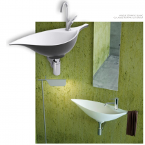 Lave-mains Colibri 67cm Solid Surface Blanc ou laqué noir percé 1 trou - DECOTEC