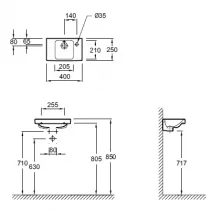 Lave-mains compact 40x25cm c&eacute;ramique perc&eacute; 1 trou &agrave; droite - JACOB DELAFON R&eacute;f. E4759G-00