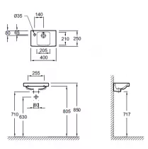 Lave-mains compact 40x25cm c&eacute;ramique perc&eacute; 1 trou &agrave; gauche - JACOB DELAFON R&eacute;f. E4759G-00