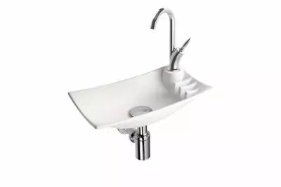 Lave-mains Feuille 40cm Solid Surface Blanc - DECOTEC R�f. 1145031