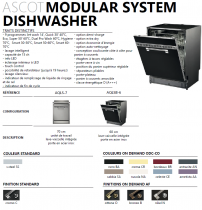 Lave-vaisselle STEEL Ascot Modular System Dishwasher 60 ou 70cm en finition inox (autres coloris en option) 