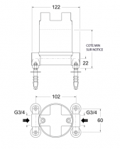 Mécanisme mitigeur 122x110mm - Cristina Ondyna Réf. PD29000