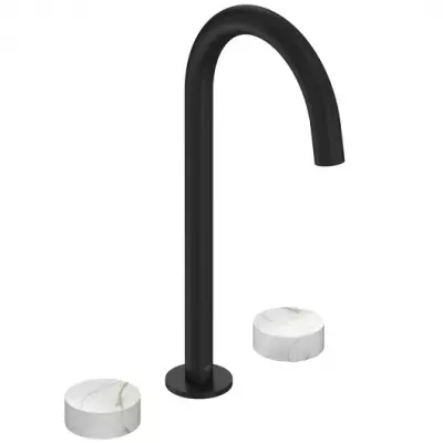 M�langeur 3 trous haut Grands Boulevards Noir mat / Marbre sculptural - JACOB DELAFON R�f. CE25388-LM-HYC-BL