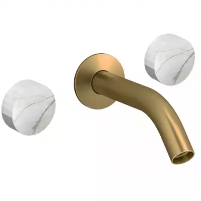 M�langeur lavabo mural Grands Boulevards Laiton bross� / Marbre sculptural - JACOB DELAFON R�f. CE27341-LM-HYC-2MB