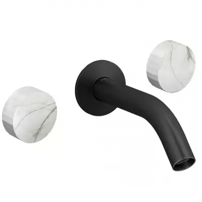 M�langeur lavabo mural Grands Boulevards Noir mat / Marbre sculptural - JACOB DELAFON R�f. CE27341-LM-HYC-BL