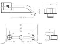 M&eacute;langeur mural 3 trous - poign&eacute;es Aigue-marine Satin&eacute; Laiton bross&eacute;- JACOB DELAFON R&eacute;f. CE27341-LM-S50-2MB