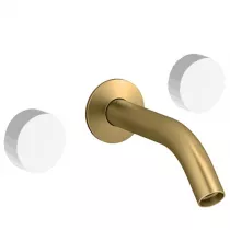 M&eacute;langeur mural 3 trous - poign&eacute;es Blanc Satin&eacute; Laiton bross&eacute;- JACOB DELAFON R&eacute;f. CE27341-LM-F30-2MB