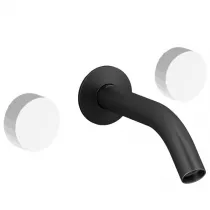 M&eacute;langeur mural 3 trous - poign&eacute;es Blanc Satin&eacute; Noir mat- JACOB DELAFON R&eacute;f. CE27341-LM-F30-BL