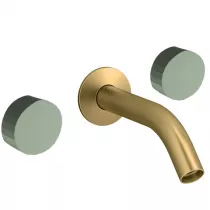 M&eacute;langeur mural 3 trous - poign&eacute;es Kaki Satin&eacute; Laiton bross&eacute;- JACOB DELAFON R&eacute;f. CE27341-LM-S66-2MB