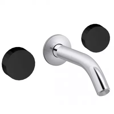 M�langeur mural 3 trous - poign�es Noir Satin� Chrome- JACOB DELAFON R�f. CE27341-LM-S14-CP