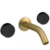 M&eacute;langeur mural 3 trous - poign&eacute;es Noir Satin&eacute; Laiton bross&eacute;- JACOB DELAFON R&eacute;f. CE27341-LM-S14-2MB