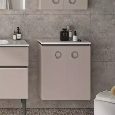 Meuble bas laqu� JOLIE M�ME 60 cm 2 portes - poign�es Chrome - DECOTEC R�f. 1814121