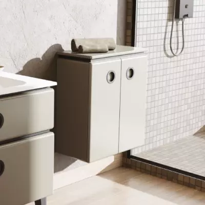 Meuble bas laqu� JOLIE M�ME 60 cm 2 portes - poign�es Noir mat - DECOTEC R�f. 1814122