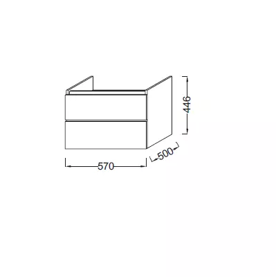 Meuble bas Parallel 57cm 2 tiroirs sans passe-siphon m�lamin� - JACOB DELAFON R�f. EB504-MM