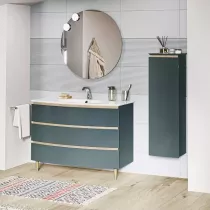 Meuble BEL AMI 125cm 3 tiroirs laqué avec vasque Céramyl® (perçage 1 robinet) - DECOTEC Réf. 1820351
