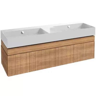 Meuble Caf� Terrace 140cm 2 tiroirs Ch�ne structur� \ Drap de soie\ - JACOB DELAFON R�f. EB2434S-PX-MD