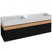 Meuble Café Terrace 140cm 2 tiroirs Chêne structuré \ Drap de soie\ - JACOB DELAFON Réf. EB2434S-PX-MD