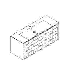 Meuble Cascade 141cm avec plan-vasque Solidsurface (per�age 1 robinet) / Fa�ades ch�ne & Laque au choix - DECOTEC 1826281