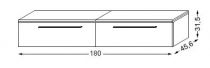Meuble complémentaire en laqué sans LED poignée métal au choix 180 cm - 2 tiroirs - SANIJURA Réf. 2x112324