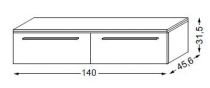 Meuble complémentaire en mélaminé sans LED 140 cm - 2 tiroirs - SANIJURA Réf. 112219