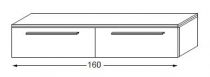 Meuble complémentaire en mélaminé sans LED 160 cm - 2 tiroirs - SANIJURA Réf. 112220
